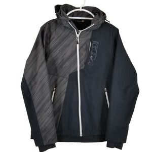 509 Five-O Softshell Jacket Mens Large Black Grey Hooded Full Zip Fleece Lined